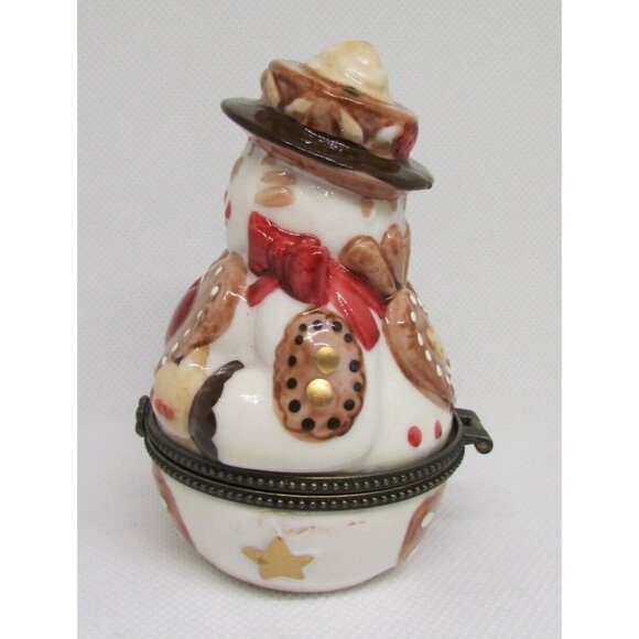 Villeroy & Boch Snowman Trinket Box Holding Heart Porcelain 3.5" In Box - Treats - Picture 4 of 11